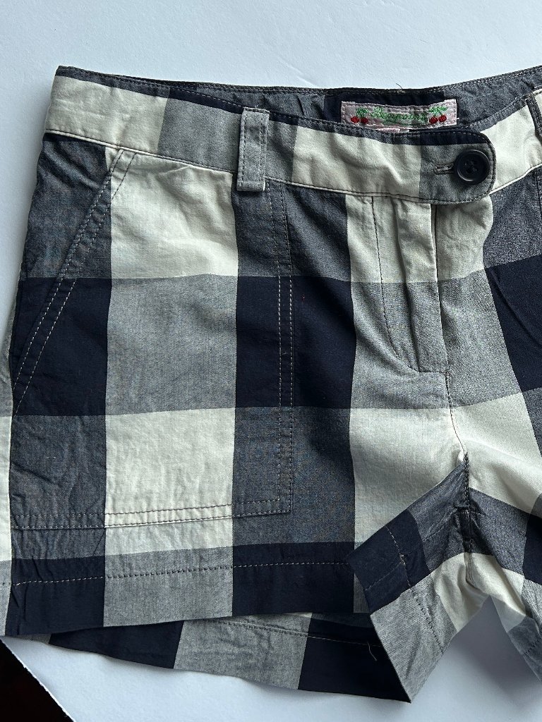 Bonpoint Boy's Buffalo Plaid Blk/Wht Shorts Size 8 Lightweight Cotton Like New